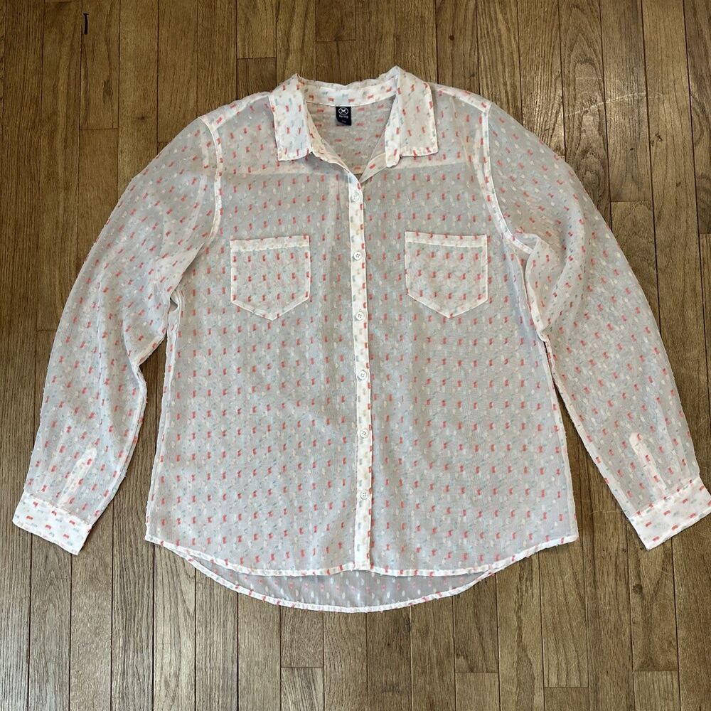 Hering Brazilian Sheer Blouse Geometric Boho Large Colorful‎